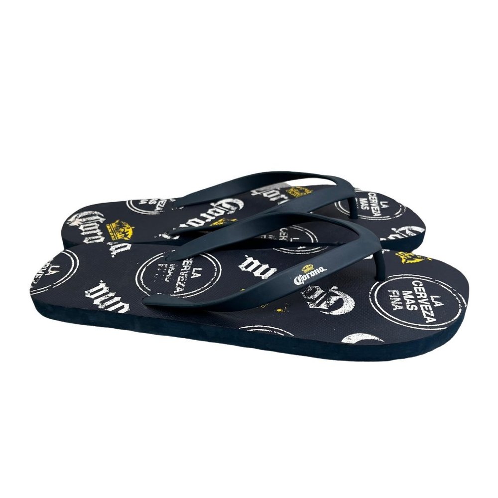 Corona Flip Flop Sandals size XL Men Blue Logo Print Thong 12-13